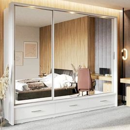 Wardrobe - DECOREY 3 Door Sliding Wardrobe White 250cm