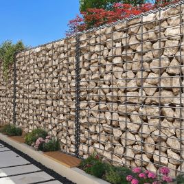 Gabion Basket - FIORIA Metal Cage Mesh 5 x 10 cm Set of 2 - Silver