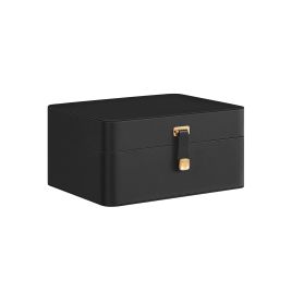 Jewellery Box - SOLNZA 2-Layer Organizer with Mirror and Tray - Black