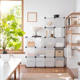 VERRA Shoe Rack - 16 Cube Modular Storage Large Sized Rack - White