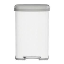 MERRIBROOK Metal Kitchen Large Pedal Rubbsih Bin with Lid - White
