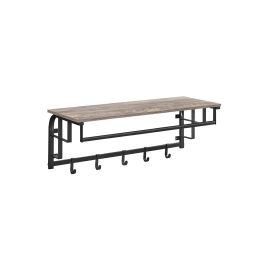 Coat Rack - NOVRAE Wall Mounted 5 Hooks Frosted Grey