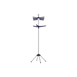 Folding Clothes Airer with 3 Rotatable Arms Blue and Silver