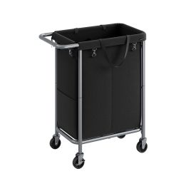 Laundry Basket - FINNOS 140L 2 Compartment on Wheel - Black