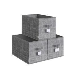 Storage Boxes - MONRO Collapsible Set of 3 30 cm High Cattail Grey