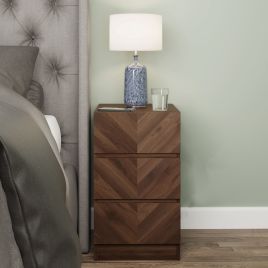 Katania 3 Drawers Bedside Table Set of 2 - Royal Walnut