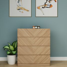 Oak Finish Chest of Drawers - CHARLESTON I Medium Chest  4 Drawers