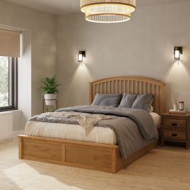Madrid Wooden Ottoman Bed 150cm Oak