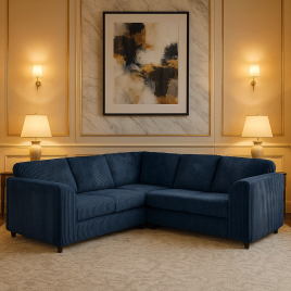 Jamba Full Back Jumbo Cord Corner Sofa - Blue