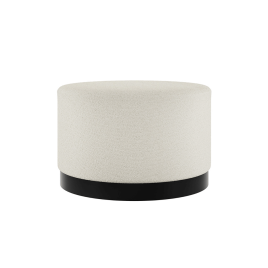 Harlow Large Pouffe with Matte Black Base - Ivory Boucle