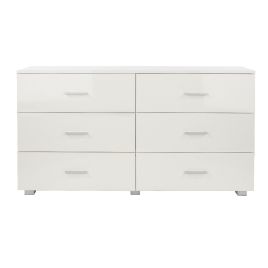 White Chest of Drawers - LINTON Large Chest 6 Drawers Double Chest