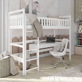 Winston Knox Wooden Loft Bed Frame - White