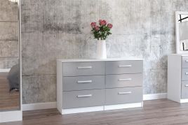 Lynx 6 Drawer Bedroom Chest - White and Grey