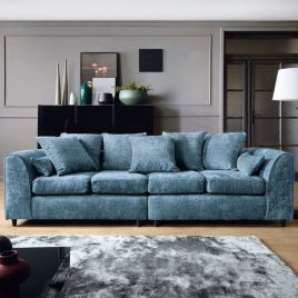 Gilliver Crushed Chenille 4 Seater - Dark Blue