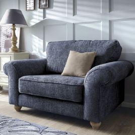 ZAZZLES Chenille Fabric Cuddle Chair - Dark Blue