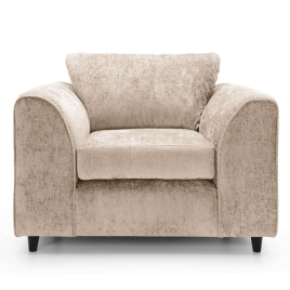 GILLIVER Crushed Chenille Fabric Armchair - Cream