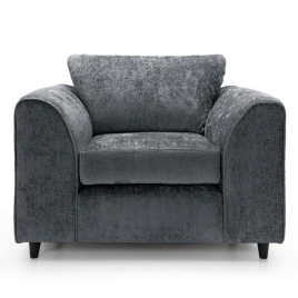 GILLIVER Crushed Chenille Fabric Armchair - Dark Grey