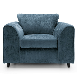 GILLIVER Crushed Chenille Fabric Armchair - Dark Blue