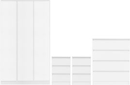 Wardrobe Set - MALDEN 3 Door Bedroom Set White 115cm