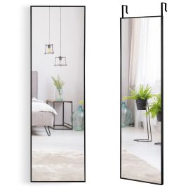Full Length Wall Hanging Mirror with Adjustable Hook - Black