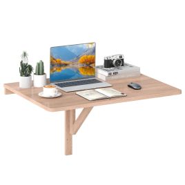 EMBERSPELL 80 x 60 cm Wall Mounted Folding Table Drop-Leaf Floating Writing Desk-Coffee
