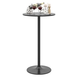 PUREL Round Bar Table with Adjustable Height and Metal Base Set of 1-Black