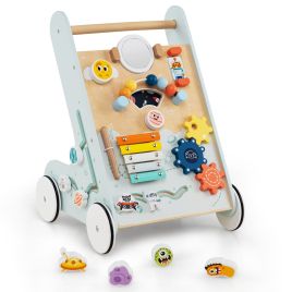 NOOR Wooden Baby Walker with Wheels for Boys and Girls 1+ Years Old-Green