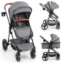 MODEN Convertible Baby Stroller with Footmuff and Extendable Canopy-Grey