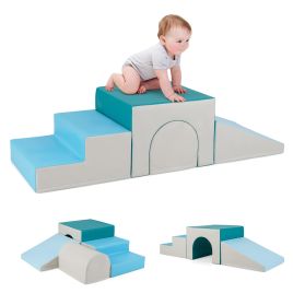 ZELONE Climb and Crawl Foam Block Play Set for Infant Baby and Toddlers-Blue