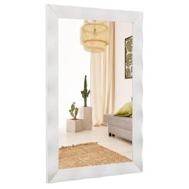 Wall Mirror - Farmhouse Wall Mirror Rubber Wood Rustic Style Wall Mirror-White