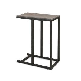 Side Table - C-Shaped End Table for Couch and Bed with Metal Frame-Grey