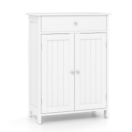 ONTA Bathroom Floor Cabinet 2-Door with Drawer and Adjustable Shelf-White
