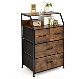 Oak Finish Chest of Drawers - KILLEEN Small Chest 4 Drawers
