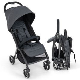 EVERESSA Lightweight Foldable Baby Stroller with Adjustable Backrest and Canopy-Grey