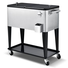 Camping Cooler - 76L Bar Party Drink Ice Bucket Trolley Car Cooler for Outdoor Patio Pool