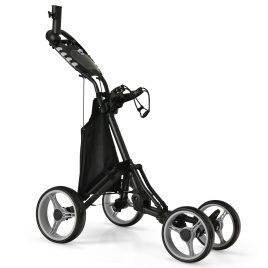 Golf - Golf Push Pull Cart with Waterproof Bag and Foot Brake-Grey