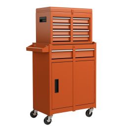 Tool Storage Rack - High Capacity Tool Storage Cabinet with Lockable Wheels-Orange