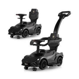 3-in-1 Ride-On Push Car with Removable Guardrails and Handle - Black
