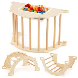 TARLITH Kids Climbing Arch Sensory Table with Removable Collapsible Storage Bin and Rocker Board-S