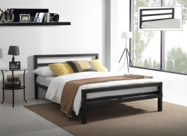Small Double Bed - CITRANO 4ft Metal Bed Charcoal Black