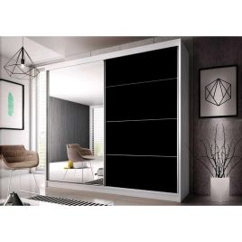 Malta-31 Sliding Mirror Door Wardrobe 203cm - White Matt