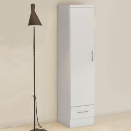 Wardrobe - NEWBIGGIN 1 Door Wardrobe White Gloss 40cm