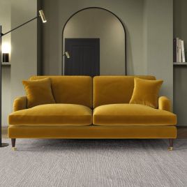 PAYTON Velvet 3 Seater Sofa - Mustard