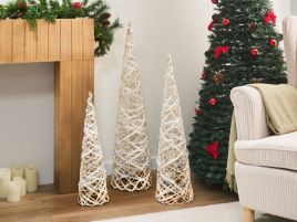 TUELSONA Set of 3 LED Christmas Tree Decoration with Lights - White