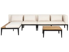 Garden Corner Sofa with Table 4 Seater BRACCIANO Right Hand Certified Acacia Wood Light Beige