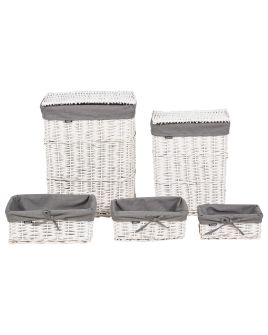 Set of 5 Willow Baskets Grey ELLA