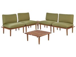 Garden Lounge Set with Table 4 Seater FRASCATI Modular Certified Acacia Wood Olive Green