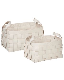 Set of 2 Faux Leather Baskets Beige SIPPAR