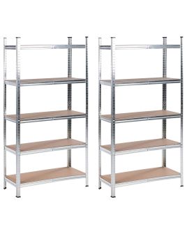XTITA Set of 2 Shelving Units Metal 90 cm 40 cm Silver