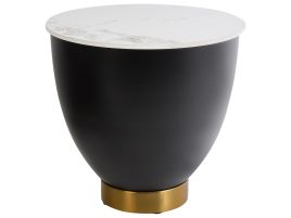 Ceramic Side Table with Storage Black NADINE